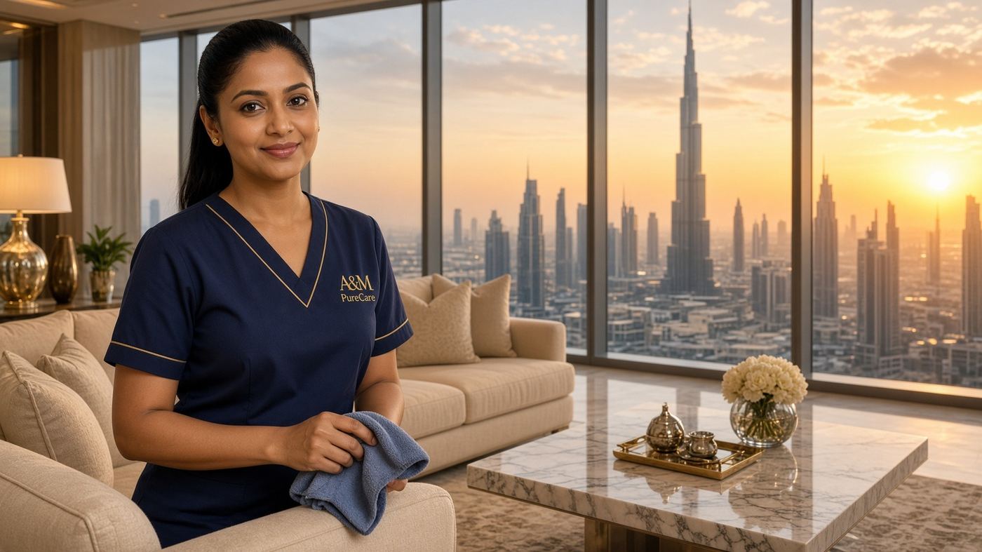 A&M PureCare cleaner in a luxury Dubai living room